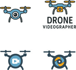 Set of Drone videographer. logo