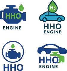 Set of Hydrogen car engine logo