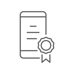 Certificate Diploma Mobile Outline Icon Editable Stroke Online Education