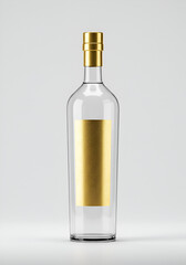 Fototapeta premium Clear glass bottle with gold label
