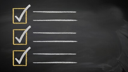 Completed checklist on a blackboard signifies task accomplishment and progress, perfect for project management