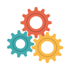 Colorful Gear Illustration Symbolizing Collaboration Engineering Process and Mechanical Systems Representing Teamwork and Innovation on White Background