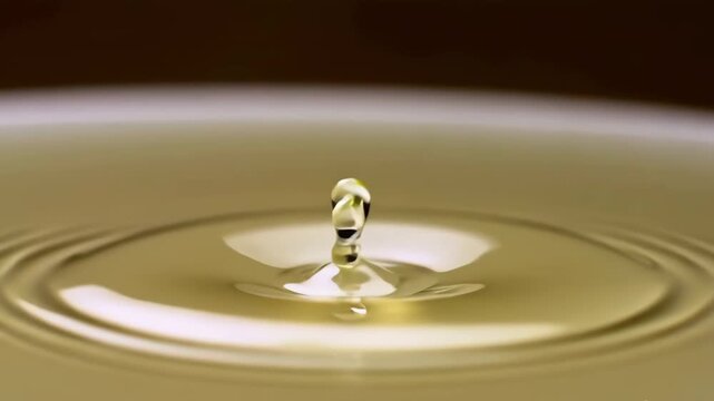 Close-up shot of oil droplets falling