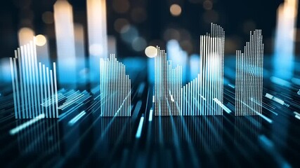 Dynamic Tech Data Visualization with Glowing Lines and Bar Graph Concept - Powered by Adobe