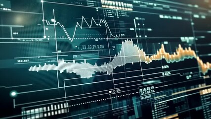 Animated financial data display depicting market volatility and analytic trends - Powered by Adobe