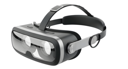 A close up view of a virtual reality headset on a black background in studio shot   ai generative, transparent background, white background.