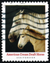 Postage stamp USA 2021 American cream draft horse
