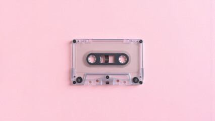 Obraz premium Retro Cassette Tape on Pink Background: Vintage Music, Audio Recording, and Nostalgia