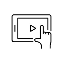 Tablet Touch Video Outline Icon Online Education