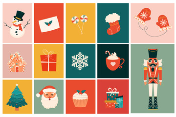 Christmas elements collection Merry Christmas Happy New Year objects