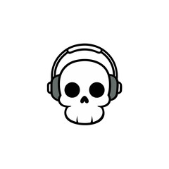 Skull wearing headphones listening to music