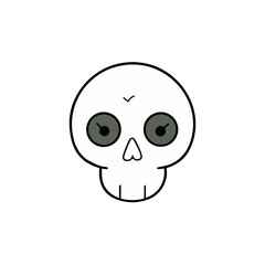 Simple cartoon skull with big eyes and heart nose