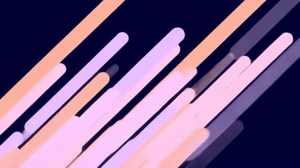 Animated rounded lines in light color gradient falling from top to bottom on dark backdrop, concept for dynamic presentation, motion graphic background and modern slideshows