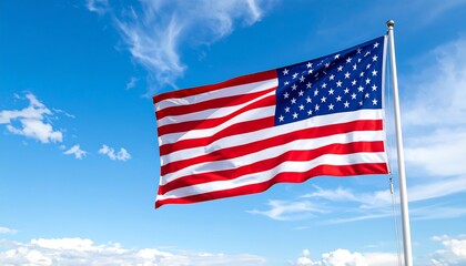 Fototapeta premium American flag waving in a clear blue sky (7)