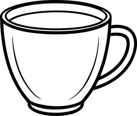 Stylized Black and White Illustration of a Coffee Cup Design for Beverage or Restaurant Related Visuals