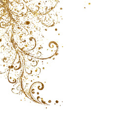 Golden swirling abstract design on black background