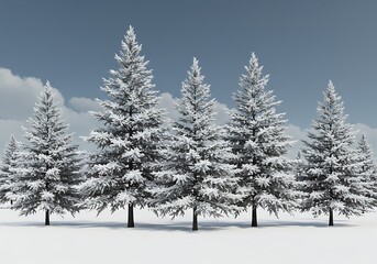 Fototapeta premium 雪化粧の針葉樹たち