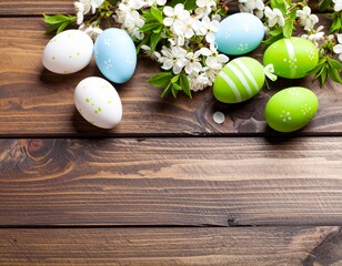 easter eggs on wooden background