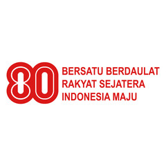Batam, Indonesia - July 24, 2025. The vector of number 80, the 80th anniversary of Indonesia's independence, is commemorated every August 17.