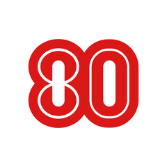 Batam, Indonesia - July 24, 2025. The vector of number 80, the 80th anniversary of Indonesia's independence, is commemorated every August 17.