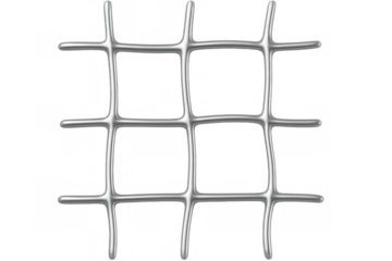 Metallic grid forming a pattern of squares, ideal for backgrounds and graphic designs with transparent background