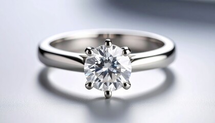 Elegant solitaire diamond ring with a polished band, showcasing brilliance against a soft background