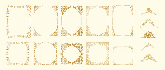 Elegant Vintage Decorative Frame Set – Gold Glitter Decorative Frames for Invitations, Certificates, and Greeting Cards.