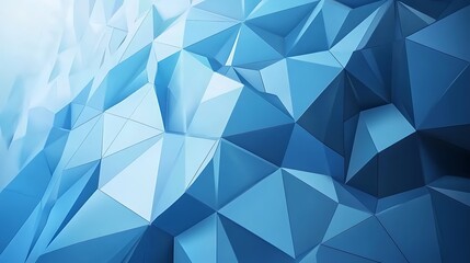 Geometric Blue Triangular Pattern with 3D Faceted Surface and Modern Abstract Design