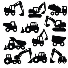 Dynamic construction equipment silhouettes for impactful designs and industrial projects now!