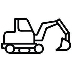 Modern excavator line art icon for construction and engineering projects needs attention now