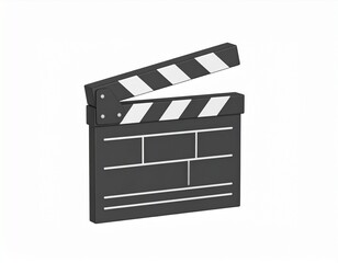 icon of a film clapperboard 3d rendering isolated on white background cartoon plastic style icon