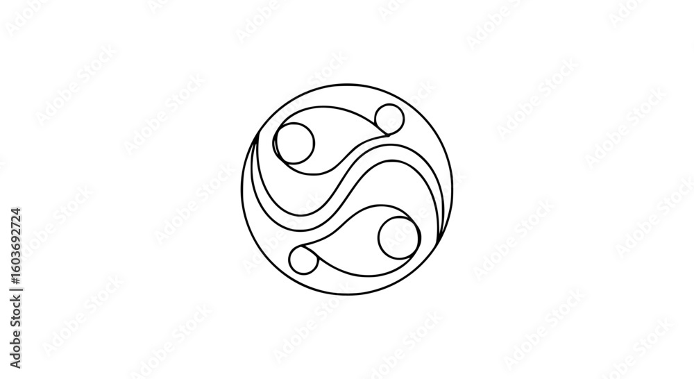 Poster abstract design of interconnected figures in single line outline vector