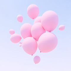 Breast Cancer Awareness, A collection of pink balloons floating in the clear sky