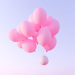 Breast Cancer Awareness, A collection of pink balloons floating in the clear sky