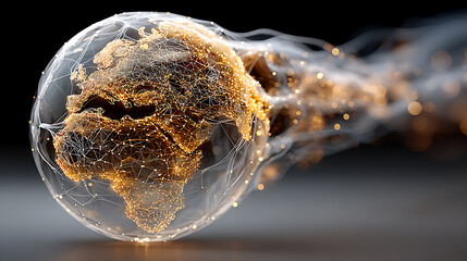 Futuristic digital earth with network connections and light trails