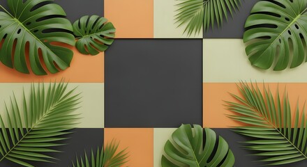 Tropical Minimalism Frame with Geometric Background

