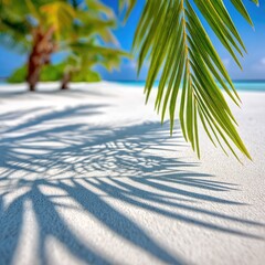 Palm frond shadow on a tropical beach