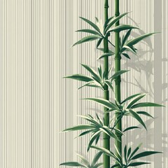 Vertical illustration of bamboo stalks against a textured background