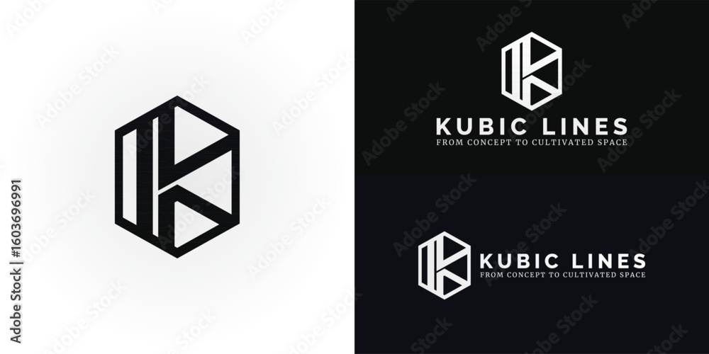 Fototapete the geometric kl emblem housed within a hexagon is ideal for architecture and interior design. its c