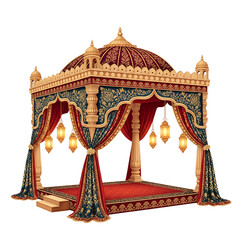 Fototapeta premium Illustration Of A Luxurious Indian Wedding Mandap With Intricate Details And Elegant Design