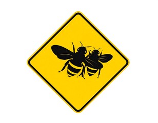 Caution sign with two bees