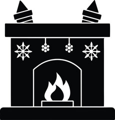 Christmas fireplace silhouette vector graphic design