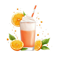 Refreshing orange smoothie with whipped cream and garnish