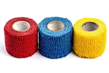 Three rolls of colorful athletic tape
