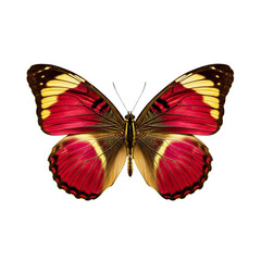 Fototapeta premium Vibrant red and yellow butterfly with intricate wing patterns