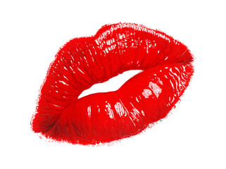 Red lipstick kiss mark. kiss mark made of red lipstick isolated on a transparent background