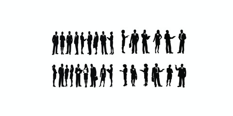 Print   silhouettes of people working group of standing business people vector eps 10
