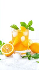 Fototapeta premium Refreshing iced tea with lemon and mint.