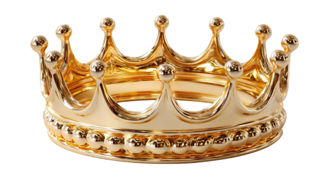 Golden Crown: A resplendent golden crown radiates regality and authority, embodying a symbol of power and prestige for royalty, leadership, and achievement. 