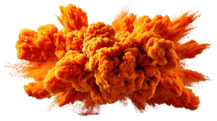 Explosive burst of Color: An explosive cloud of vibrant, orange powder forms a dynamic and captivating abstract composition. Illustrating the power and energy of color.